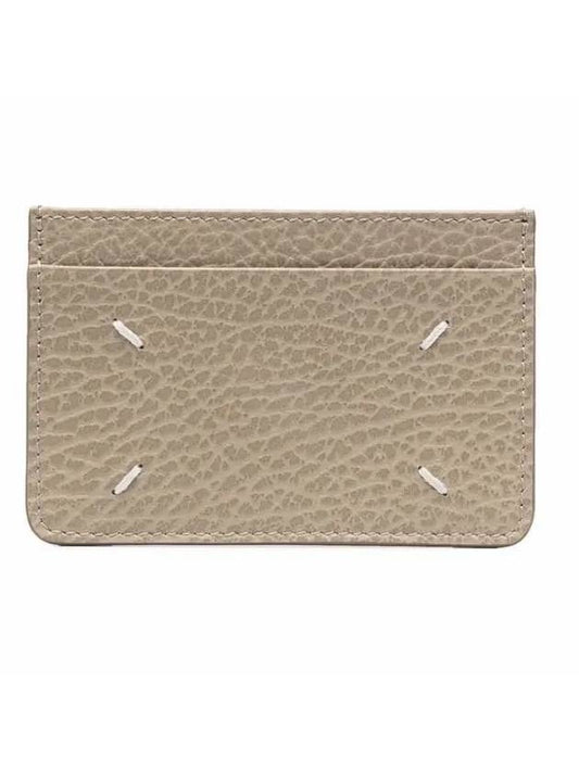 Stitched Leather Card Wallet Beige - MAISON MARGIELA - BALAAN.