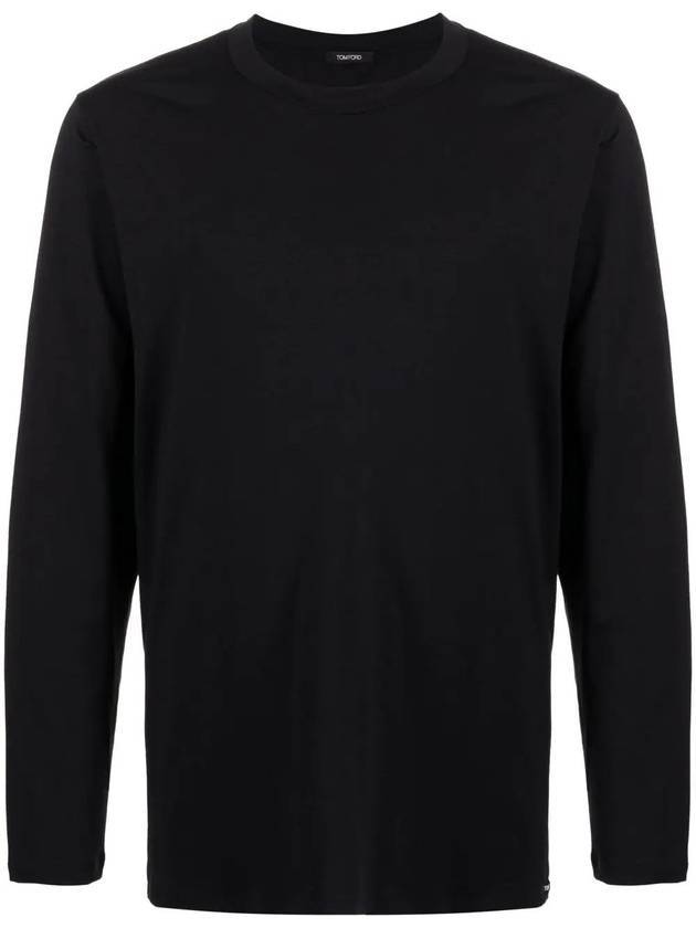 Cotton Crew Neck Long Sleeve T-Shirt Black - TOM FORD - BALAAN 1