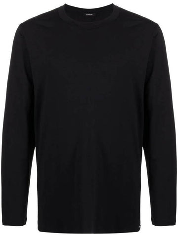 Cotton Crew Neck Long Sleeve T-Shirt Black - TOM FORD - BALAAN 1