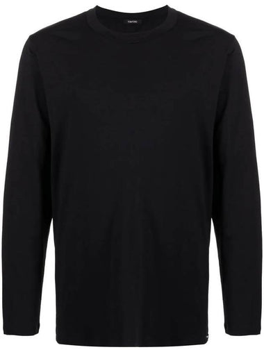 Cotton Crew Neck Long Sleeve T-Shirt Black - TOM FORD - BALAAN 1