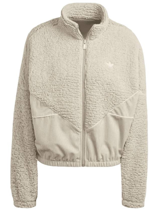 Women's Corduroy Fleece Mix Life Zip-Up Jacket Beige - ADIDAS - BALAAN 1