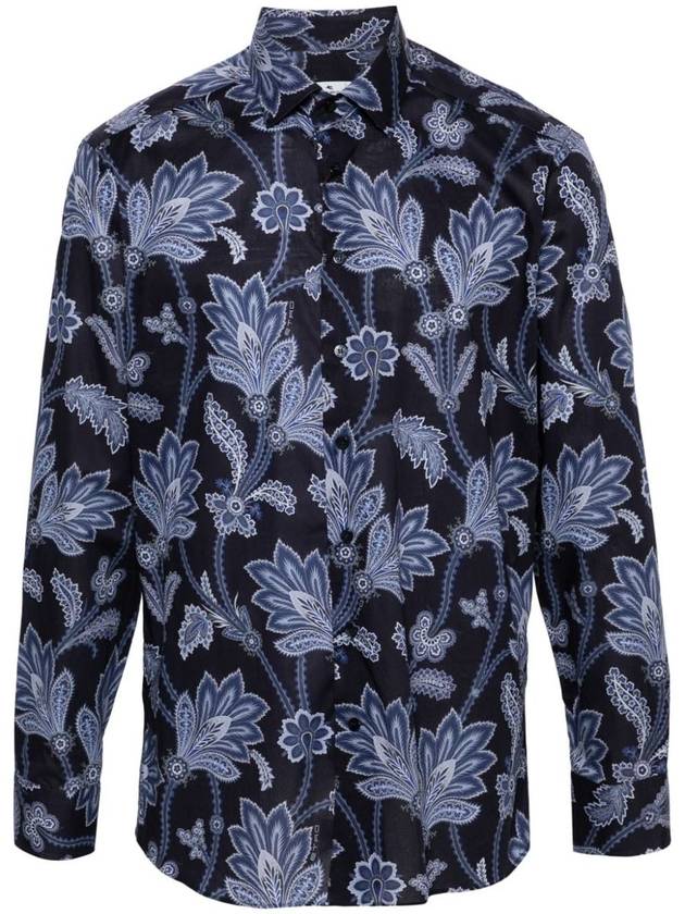 Etro Cotton Shirt With Floral Print - ETRO - BALAAN 1