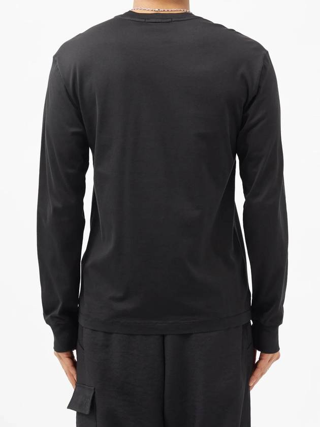 Men's Logo Patch Long Sleeve T-Shirt Black - STONE ISLAND - BALAAN 5