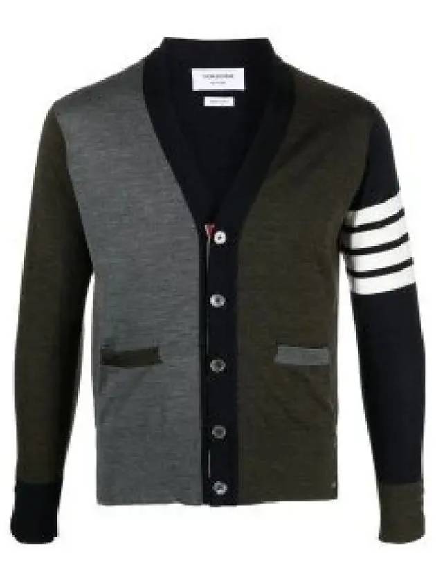 Color block virgin wool cardigan MKC002FY1014 - THOM BROWNE - BALAAN 2