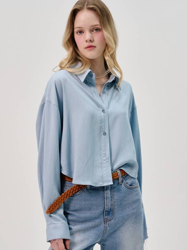 Blanche Rayon Crop Shirt_Blue - SORRY TOO MUCH LOVE - BALAAN 2