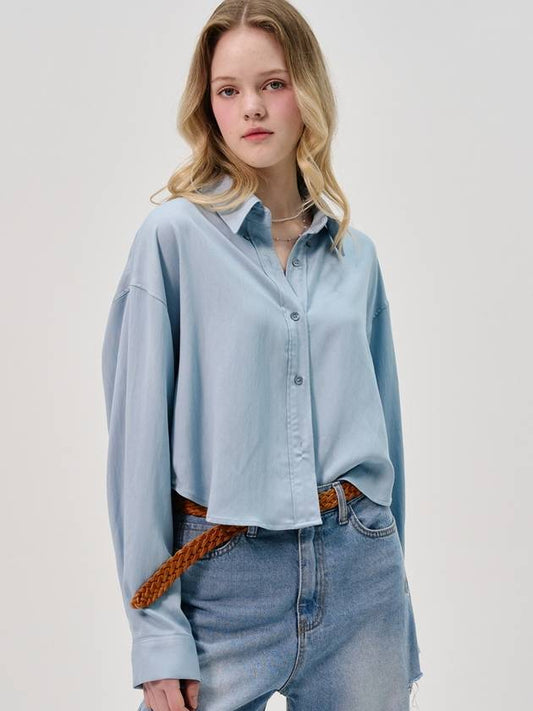 Blanche Rayon Crop Shirt_Blue - SORRY TOO MUCH LOVE - BALAAN 2