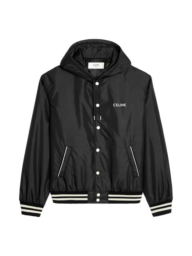 Logo Light Nylon Teddy Hooded Jacket Black - CELINE - BALAAN 1