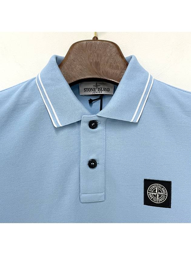 Kids Logo Patch Polo Shirt Light Blue - STONE ISLAND - BALAAN 4