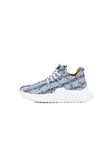 Women's color combination tweed runner sneakers light blue 270180 - PHILIPP PLEIN - BALAAN 1