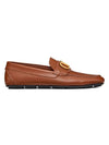 Men's V Logo Signature Leather Loafers Brown - VALENTINO - BALAAN 1