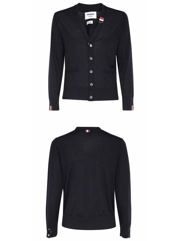 Men's Jersey Stitch V-Neck Cardigan Navy - THOM BROWNE - BALAAN 6