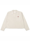 Small Heart Long Sleeve Polo Shirt White - AMI - BALAAN 2