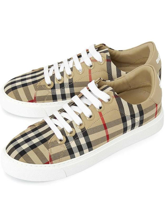 Vintage Check and Leather Sneakers Archive Beige - BURBERRY - BALAAN 2