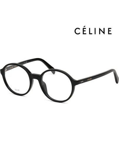 Eyewear Logo Round Eyeglasses Shiny Black - CELINE - BALAAN 2