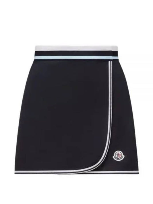 Logo Patch Wrap A Line Skirt Night Blue - MONCLER - BALAAN 2