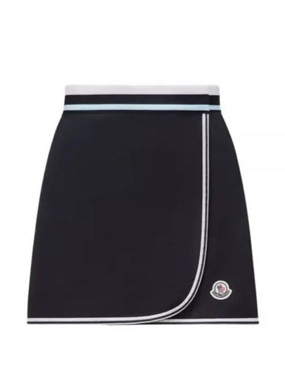 Logo Patch Wrap A-Line Skirt Night Blue - MONCLER - BALAAN 2