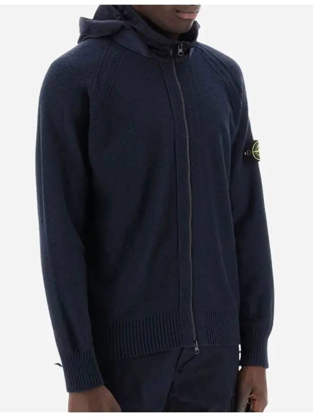 Compass Badge Cotton Zip-up Hoodie Navy - STONE ISLAND - BALAAN 3