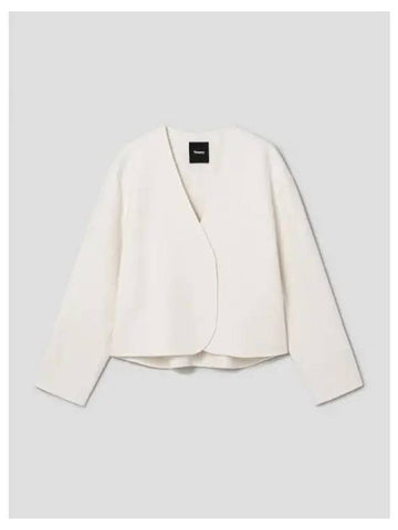 Women s Double Wool Cashmere Crop Round Spring Fall Jacket Ivory Domestic Product - THEORY - BALAAN 1