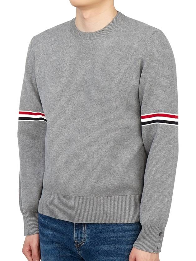 Men's Milan Stitch Armband Crew Neck Knit Top Light Grey - THOM BROWNE - BALAAN 3