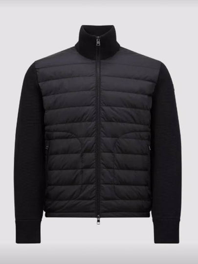 Padded Wool Cardigan Black - MONCLER - BALAAN 2