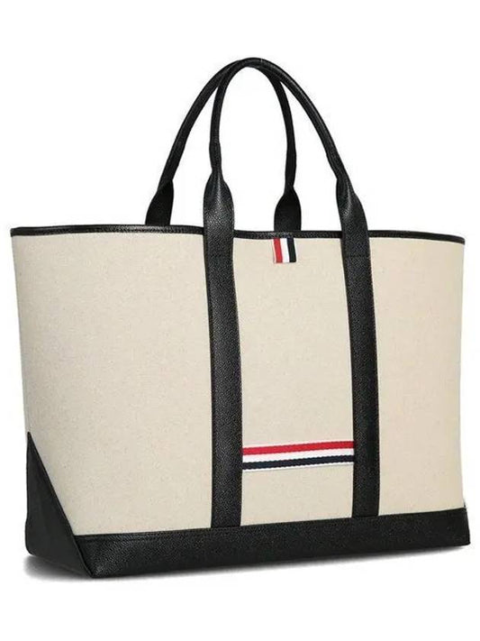 RWB Striped Medium Tote Bag Natural - THOM BROWNE - BALAAN 2