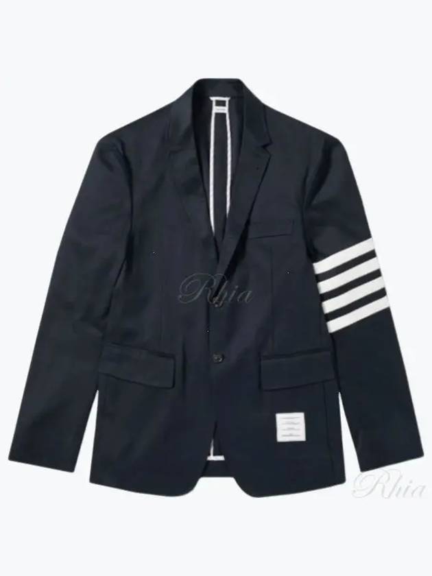 4 Bar Armband Cotton Blazer Jacket Navy - THOM BROWNE - BALAAN 2