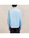 Heart Logo Tonal Cotton Poplin Long Sleeve Shirt Blue - AMI - BALAAN 5