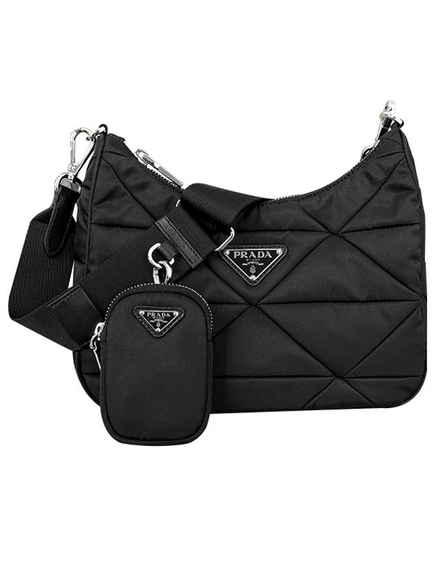 Triangle Logo Re-nylon Paddde Hobo Cross Bag Black - PRADA - BALAAN 2