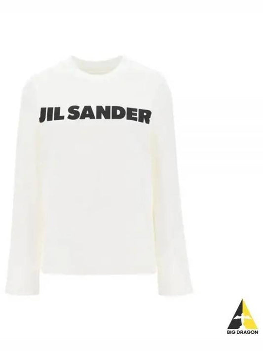 Logo Print Long Sleeve T Shirt White - JIL SANDER - BALAAN 2