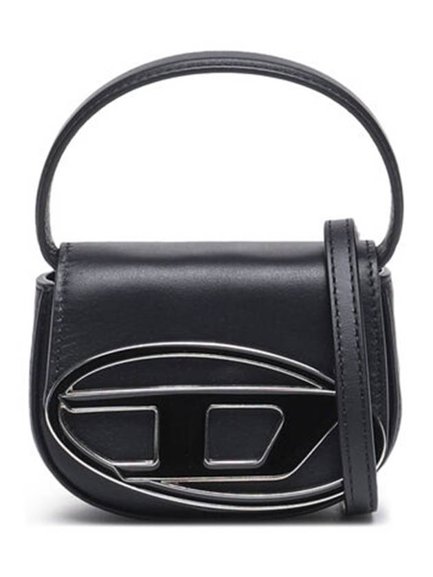 1DR Round Logo Leather Mini Shoulder Bag Black - DIESEL - BALAAN 2