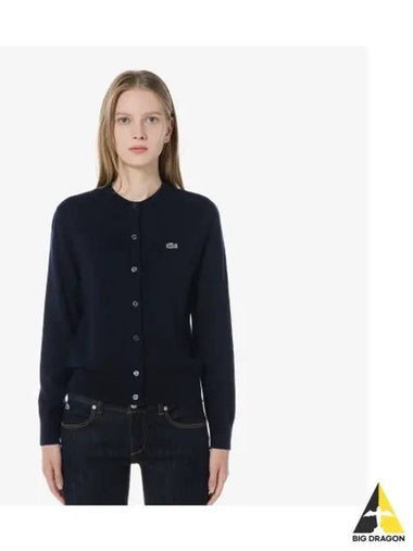 Women s basic crew neck cardigan dark navy - LACOSTE - BALAAN 1