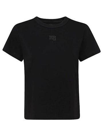 Logo Print Short Sleeve T-Shirt Black - ALEXANDER WANG - BALAAN 1