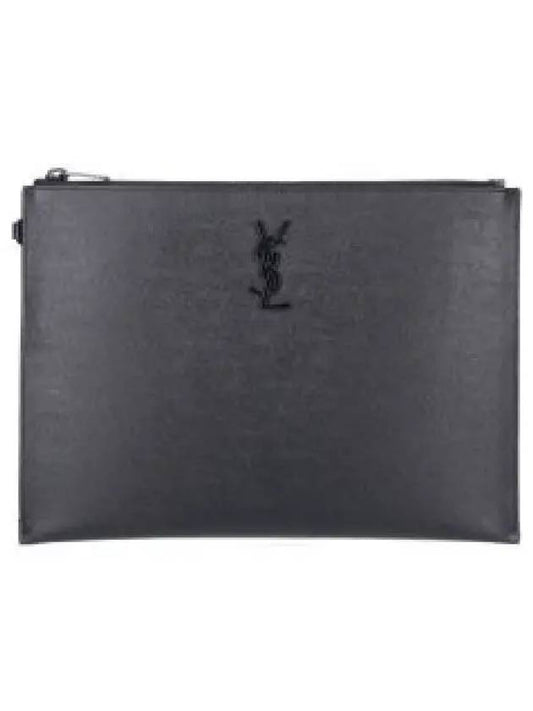 Monogram Strap Tablet Clutch Bag Black Black - SAINT LAURENT - BALAAN 2