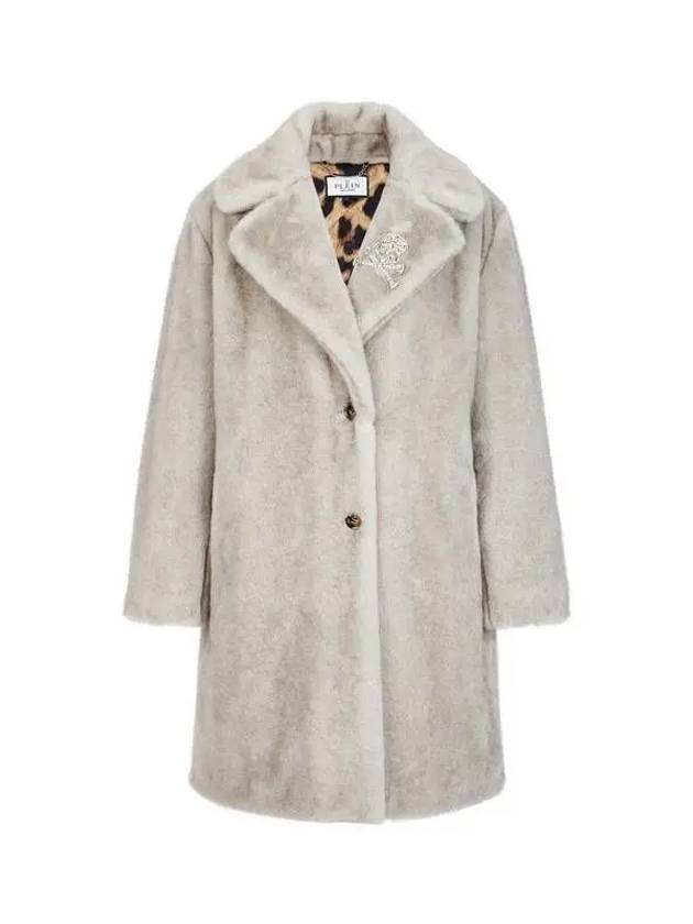 Women's Eco Mink Fur Single Coat Dark Beige - PHILIPP PLEIN - BALAAN 1