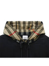 Check Hood Cotton Hoodie Black - BURBERRY - BALAAN 3