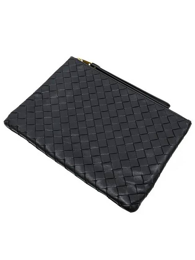 Intrecciato Medium Flat Pouch Bag Black - BOTTEGA VENETA - BALAAN 4