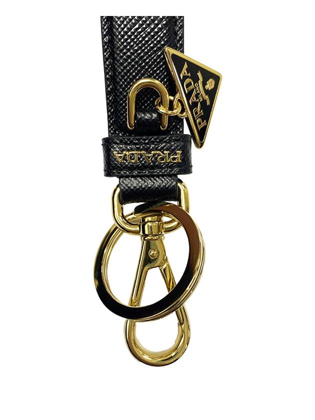 Saffiano Small Logo Charm Key Holder Black - PRADA - BALAAN 6