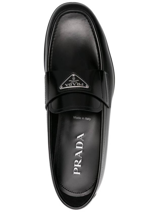 Brushed Leather Loafers Black - PRADA - BALAAN 3