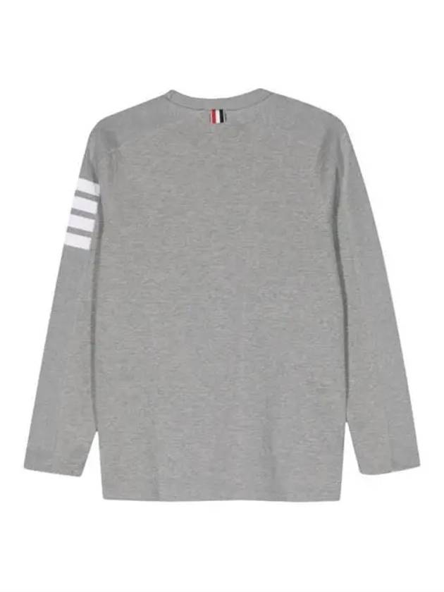 4-Bar Striped Cotton Long Sleeve T-Shirt Light Grey - THOM BROWNE - BALAAN 3