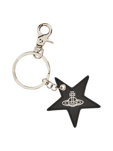 ORB Logo Star Leather Key Holder Black - VIVIENNE WESTWOOD - BALAAN 1