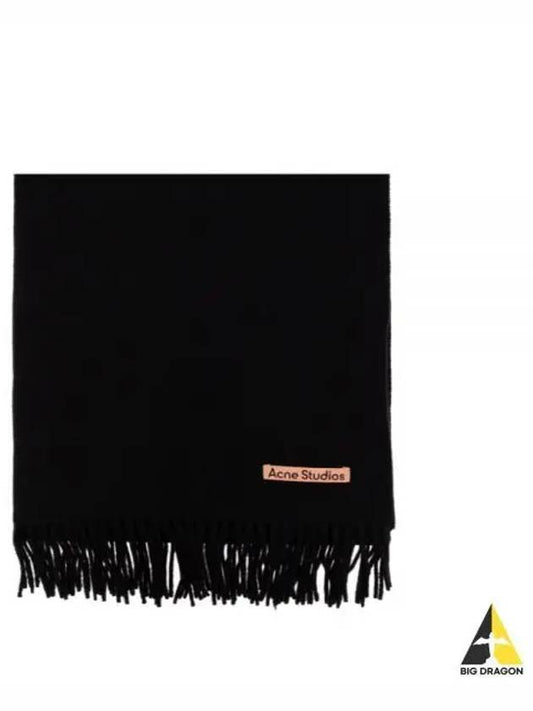 Logo Wool Fringe Scarf Black - ACNE STUDIOS - BALAAN 2