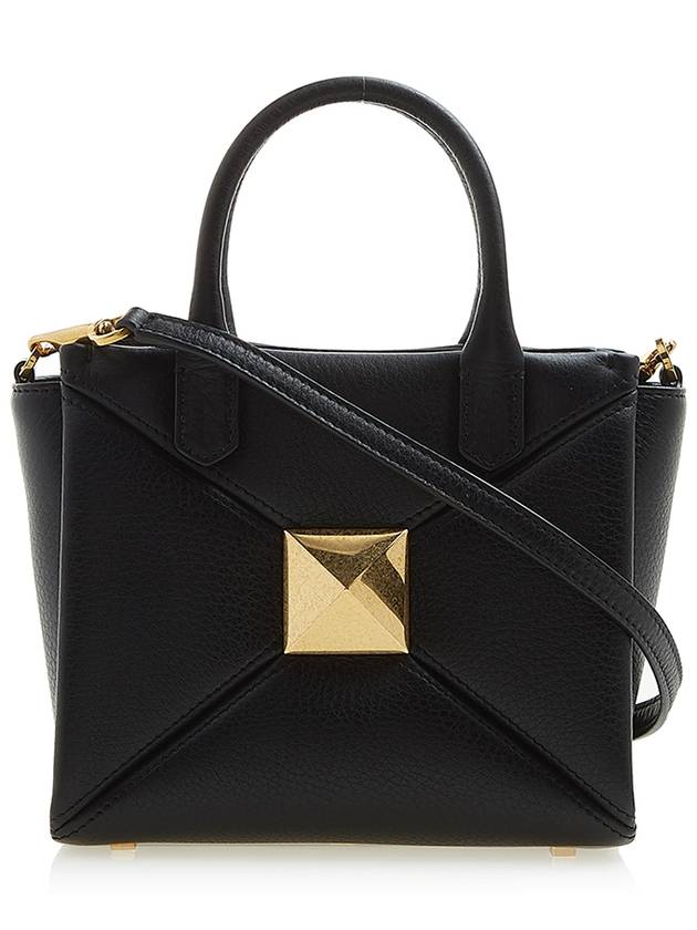 One Stud Top Handle Tote Bag Black - VALENTINO - BALAAN 4