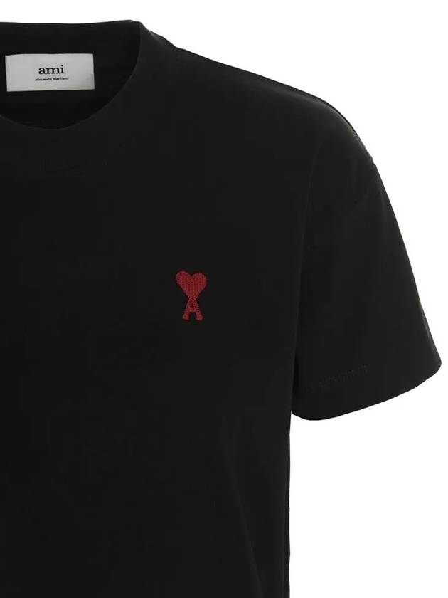 Small Heart Logo Short Sleeve T-Shirt Black - AMI - BALAAN 5