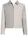 4 Bar Fun Mix Selvedge Denim Jacket Medium Grey - THOM BROWNE - BALAAN 2