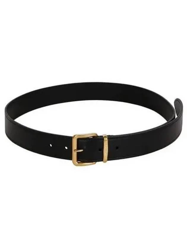 Metal Buckle Logo Leather Belt Black - MIU MIU - BALAAN 2