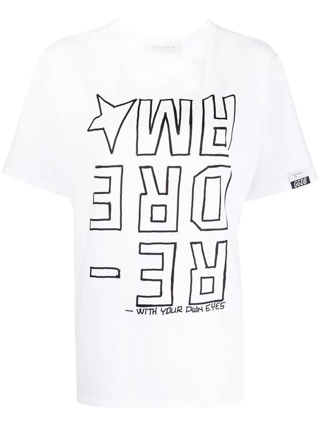 Magic Logo Print Short Sleeve T-Shirt White - GOLDEN GOOSE - BALAAN.