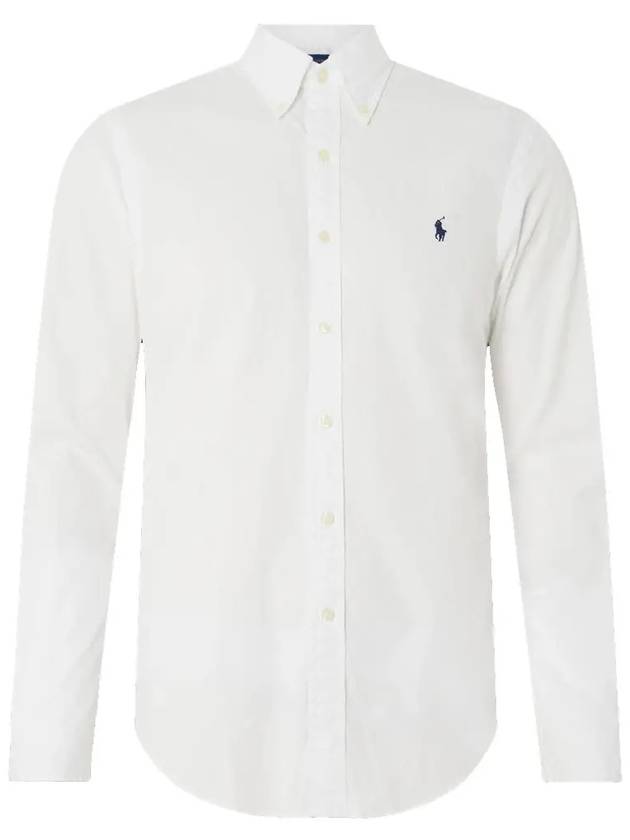 Men's Pony Slim Fit Long Sleeve Shirt White - POLO RALPH LAUREN - BALAAN.