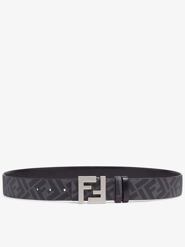 FF Square Buckle Reversible Leather Canvas Belt Black - FENDI - BALAAN 3