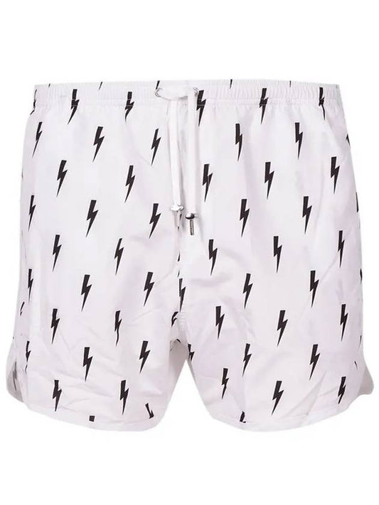 Men s Lightning Print Swim Shorts White - NEIL BARRETT - BALAAN 2