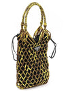 1BC092 Black Tesuto Nylon Silver Triangle Printed Net Mesh Bucket Tote Bag - PRADA - BALAAN 3